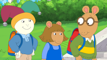 Buster, D.W. and Arthur walking to school