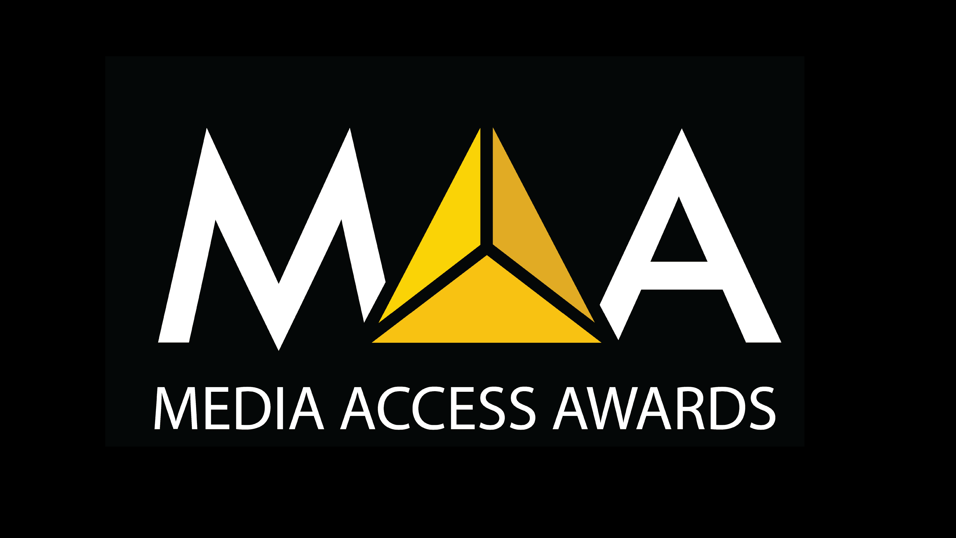 Media Access Awards logo - M and yellow triangle for the A in "access and then the letter A for awards