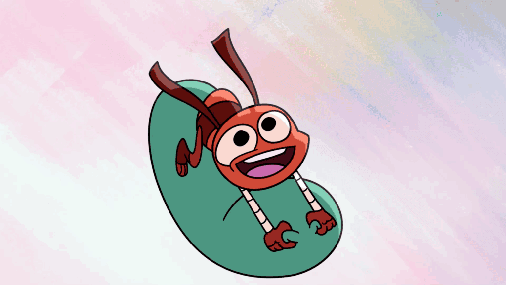 A red bug on a green leaf