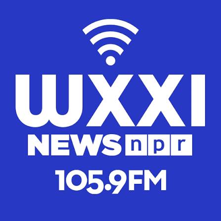 WXXI News logo in white on a blue background