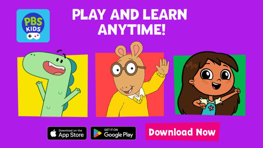 Play and Learn Anytime with PBS KIDS Apps Download Now PBS Characters pictured.