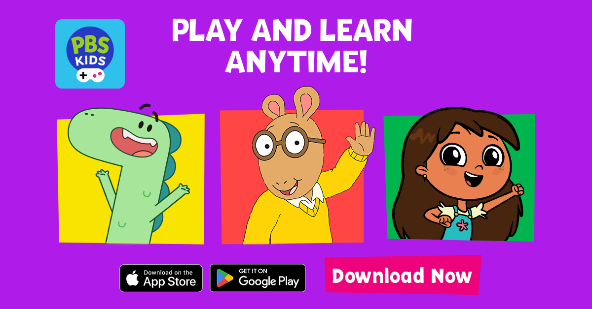 Play and Learn Anytime with PBS KIDS Apps Download Now PBS Characters pictured.