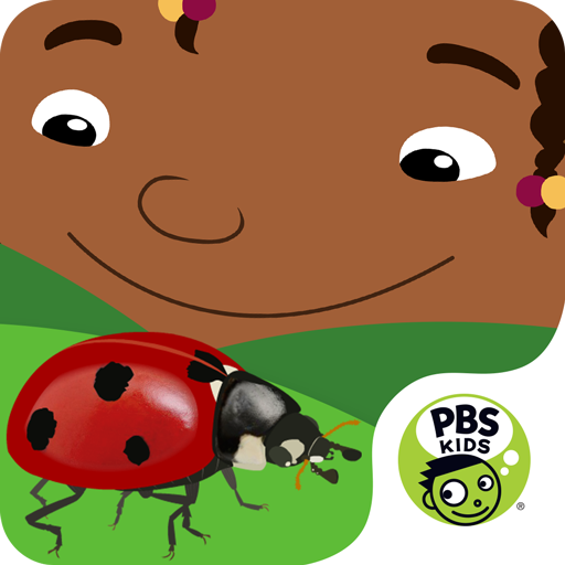 PBS KIDS Plum Landing App with a picture of a child observing a lady bug