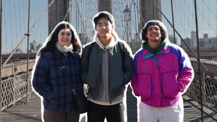 Empowered State: 3 Youth from Roadtrip Nation standing on a bridge