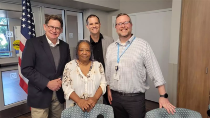 Yeates Conwell, Mary Terry, and Nate Sweeney on "Connections with Evan Dawson" at St. John's in May 2023