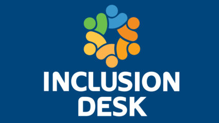 Move to Include logo on a blue background with white type that reads "Inclusion Desk"