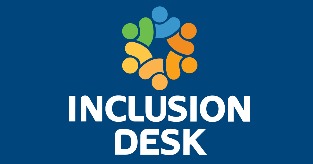 Move to Include logo on a blue background with white type that reads "Inclusion Desk"