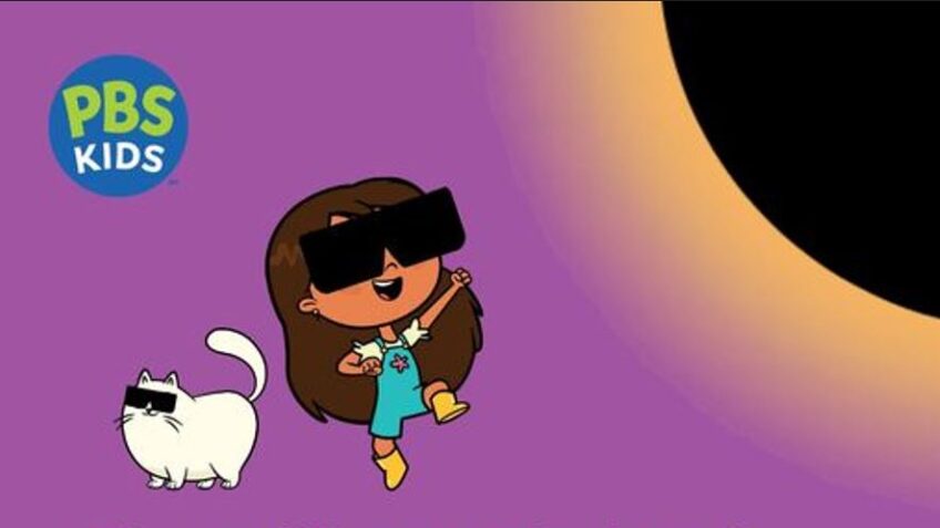 Rosie from Rosie's Rules and her cat wearing solar eclipse glasses