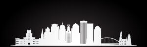An illustration of Rochester, NY skyline