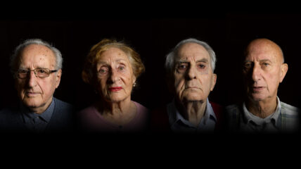 A portrait photo of found individuals three elderly white man and one elderly woman