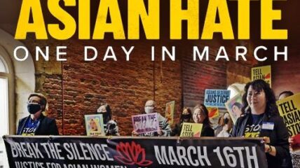 Rising Against Asian Hate: One Day in March. People holding protest signs