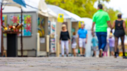 People walking around and arts festival