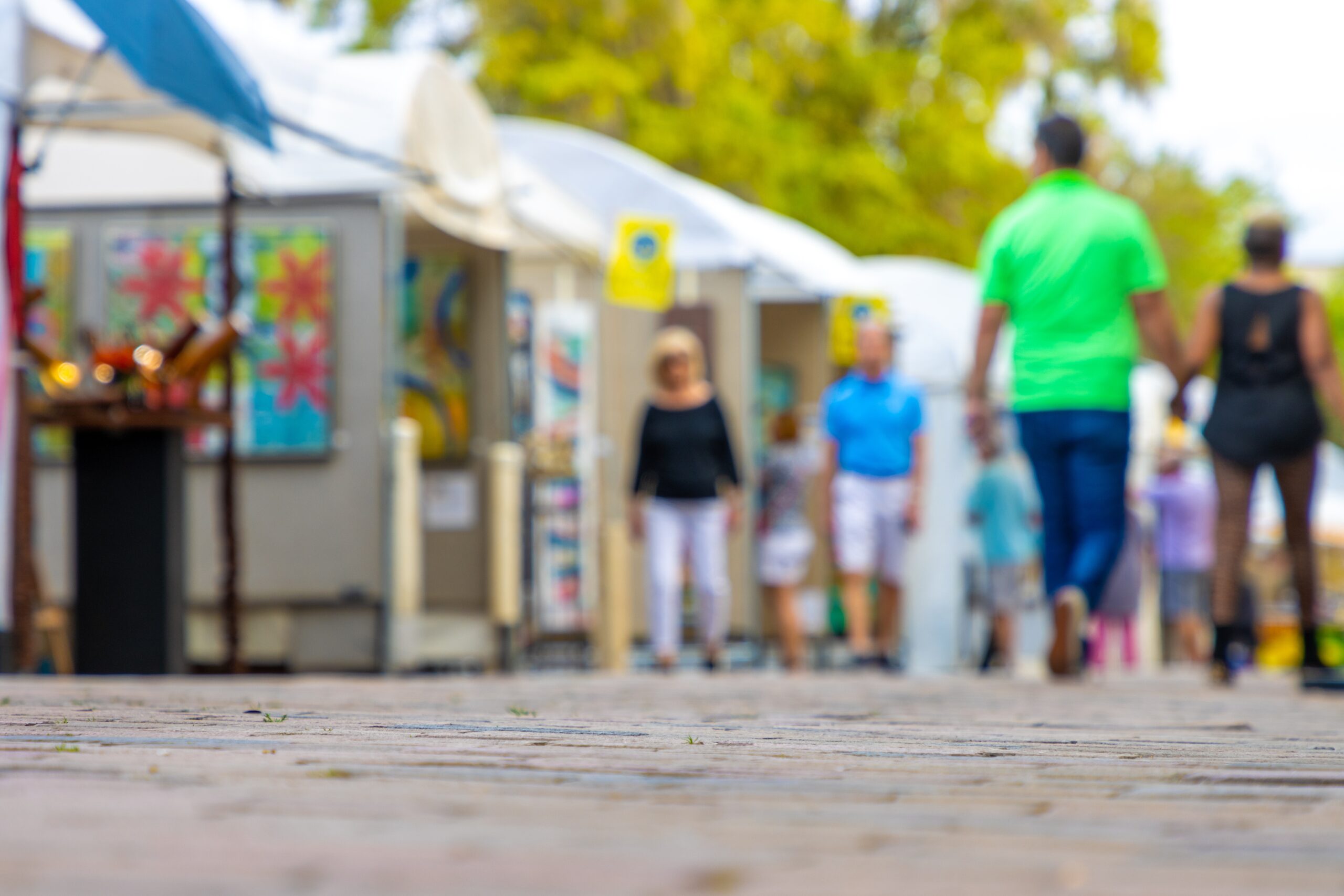 People walking around and arts festival