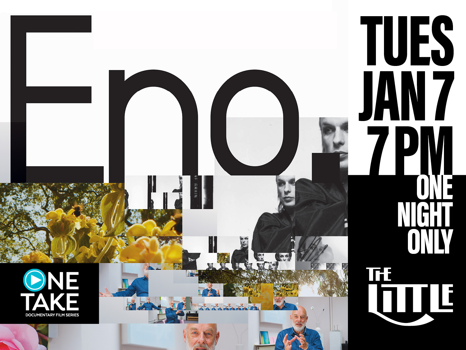 a photo montage with the title of the movie Eno in Black type