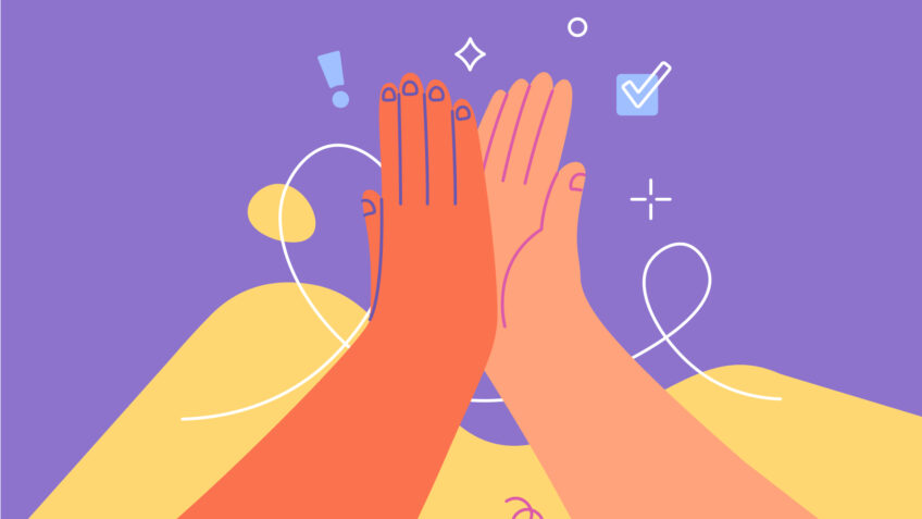 Two hands high fiving