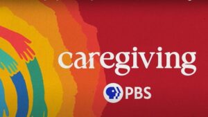 a circle of hands with copy that reads caregiving