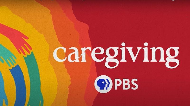 a circle of hands with copy that reads caregiving