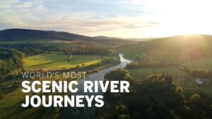 A river surrounded by mountains