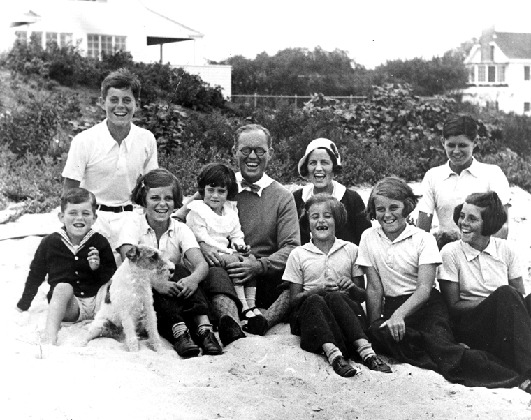 A Black and white photo of the Kennedy family at the Kenney Compound, 1931