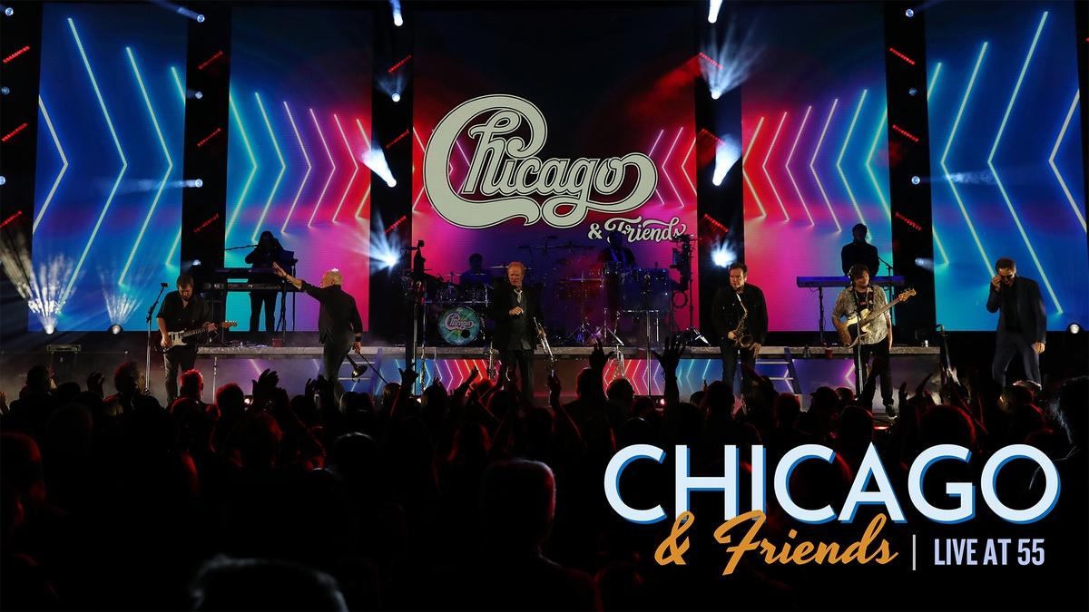 Stage with a big sign that says Chicago