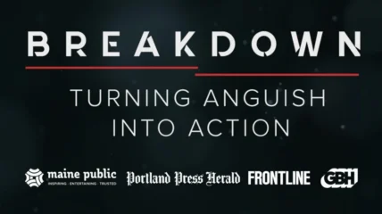 Black background with white type that reads: BREAKDOWN TURNING ANGUISH INTO ACTION