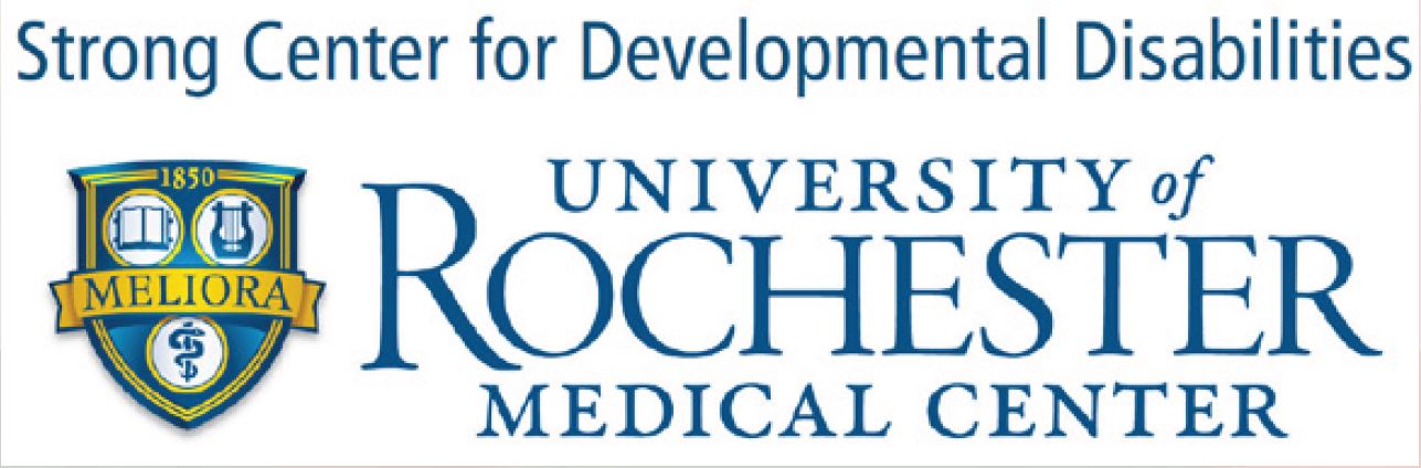 Copy in blue reads: Strong Center for Development Disabilities University of Rochester Medical Center