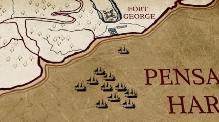 Latinos fought in the American Revolution for independence on the American side. Map from a naval invasion of the British Fort George