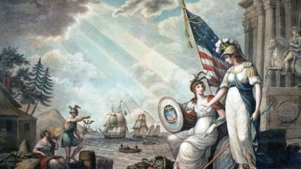 Painting of symbols of liberty