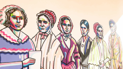 Drawing of Suffragists