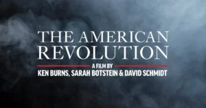 Smoky gray background with white type that reads: The American Revolution